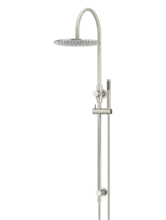 Round Gooseneck Shower Set With 300mm Shower Rose, Single-Function Hand Shower - Brushed Nickel