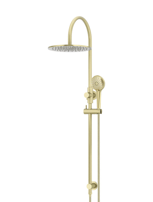 Round Gooseneck Shower Set With 300mm Shower Rose, Three-Function Hand Shower - Tiger Bronze