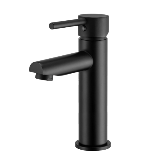 LUCID PIN Series Round Matt Black Basin Mixer