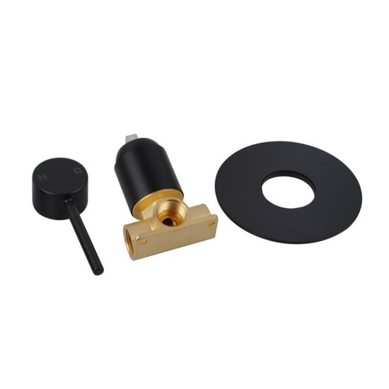 LUCID PIN Round Black Shower/Bath Wall Mixer