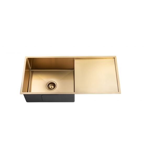 Brushed Gold Single Bowl Kitchen Sink with Drainer 960*450*230mm