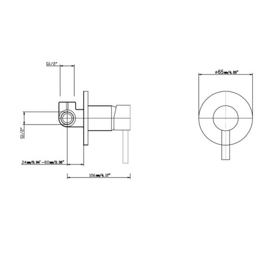 Pentro Gun Metal Grey Round Shower Mixer with 65mm Thin Plate