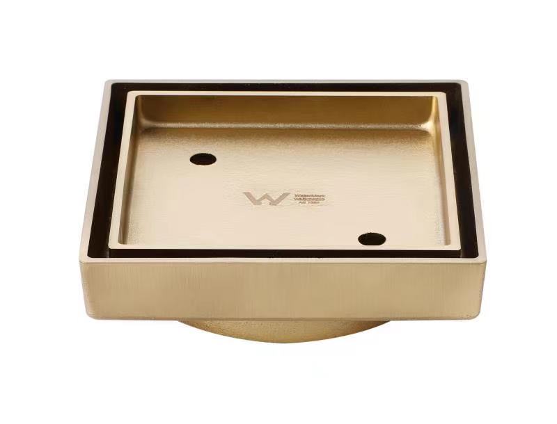 Brushed Gold Slim Smart Tile Insert Floor Waste 115*115mm — Christopher ...