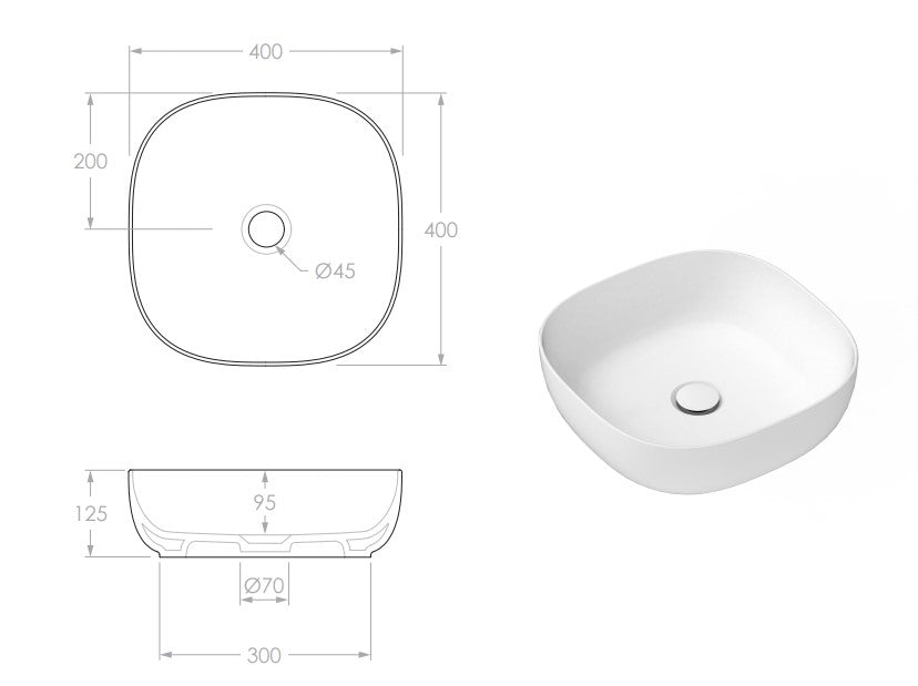 Glam Square Matte Pearl Basin