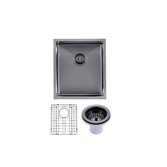 Gun Metal Grey 390x450x215mm 1.2mm Handmade Top/Undermount Single Bowl Kitchen Sink