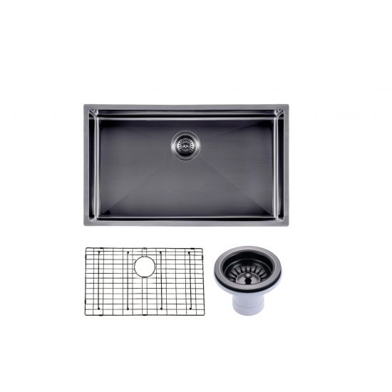 Gun Metal Grey 762x457x254mm 1.2mm Handmade Single Bowl Top/Undermount Kitchen/Laundry Sink