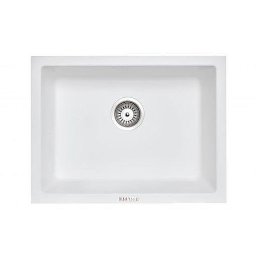 610 x 457 x 205mm Carysil White Single Big Bowl Granite Kitchen/Laundry Sink Top/Flush/Under Mount