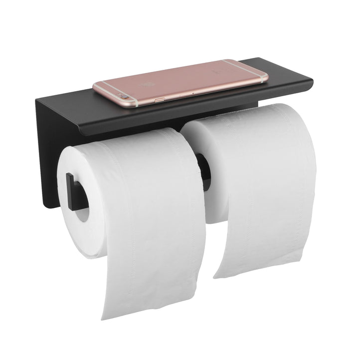 IVANO Series Black Double Toilet Paper Holder with Cover