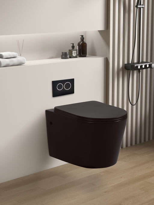 Avis Rimless Wall Hung Pan - Matte Black