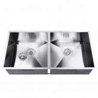 1.2mm Handmade Double Bowls Top/Undermount Kitchen Sink 865x440x200mm
