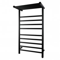 Round Matte Black Electric Heated Towel Rack 14 Bars