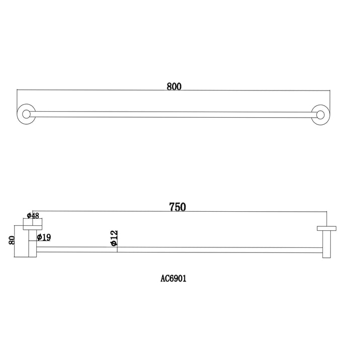 Pentro Chrome Single Towel Rail