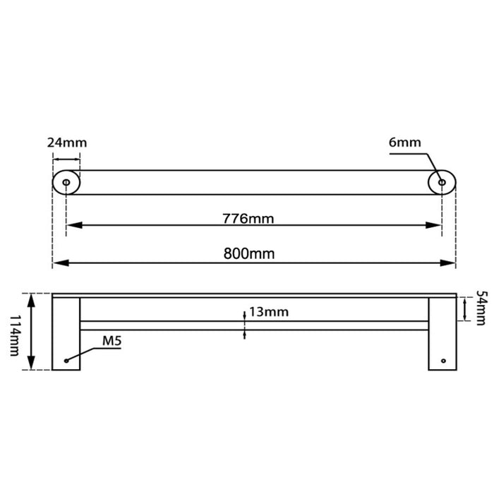 Esperia Matte Black Double Towel Rail 800mm