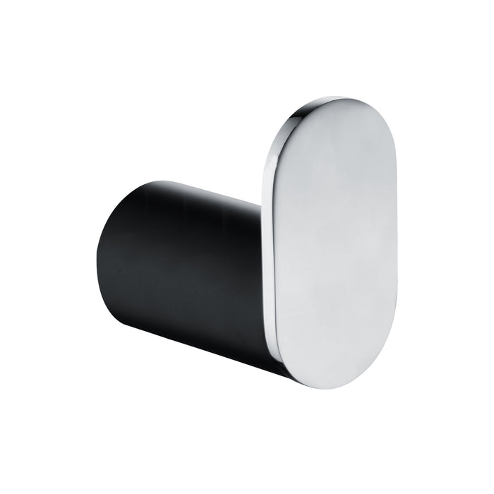 Esperia Matte Black & Chrome Round Robe Hook