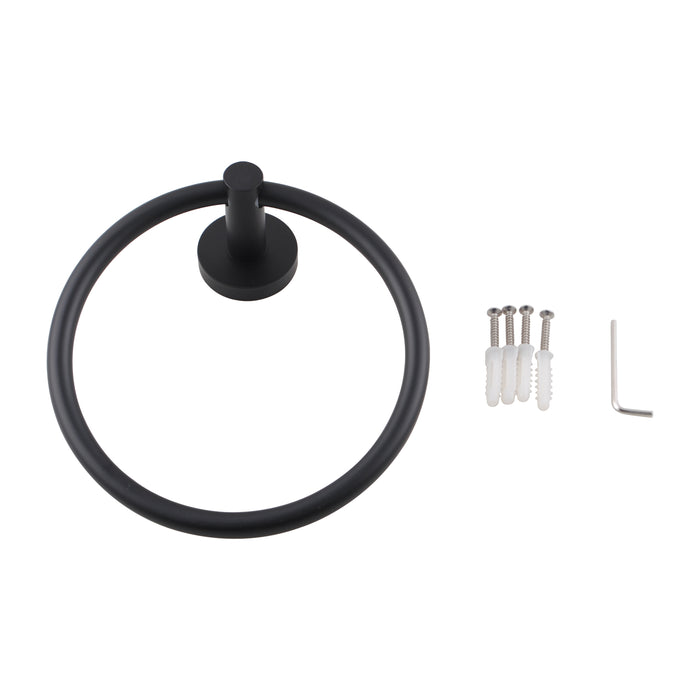 Pentro Matte Black Round Wall Mounted Round Hand Towel Ring