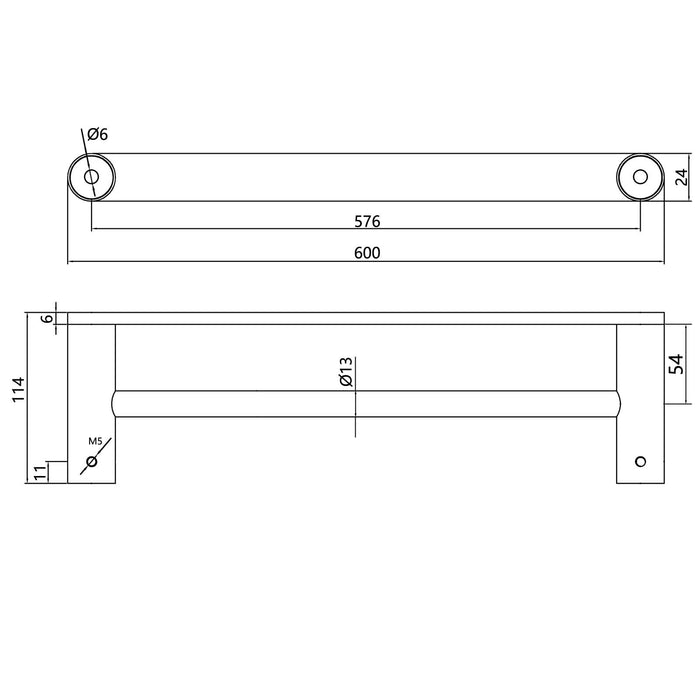 Esperia Brushed Nickel Double Towel Rail 800mm