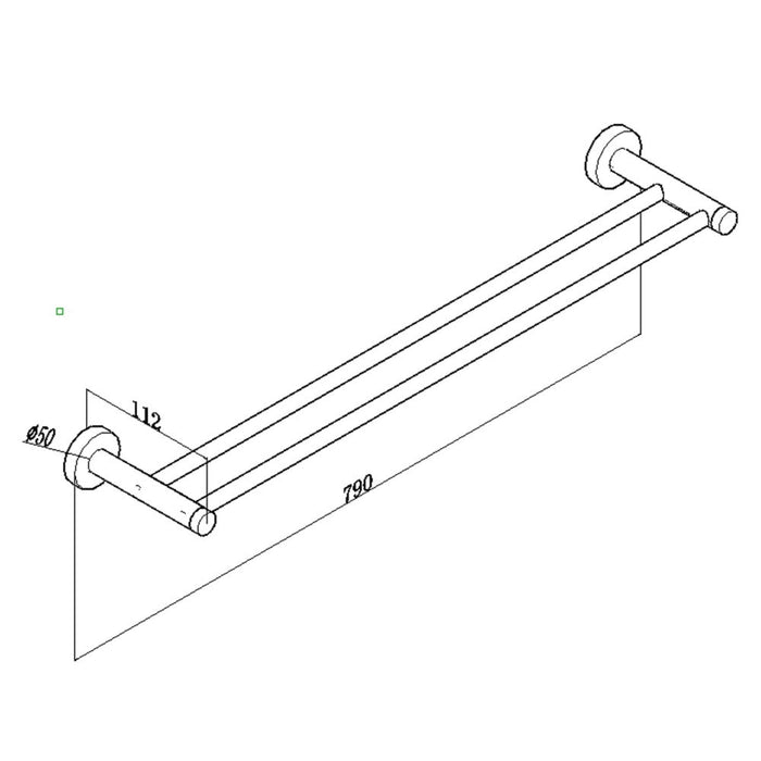 Pentro Matte Black Double Towel Rail 790mm