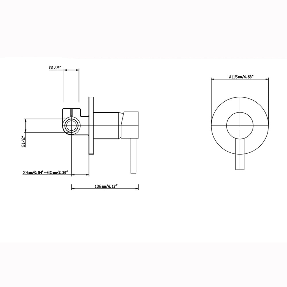 Pentro Gun Metal Grey Round Shower Mixer Tap