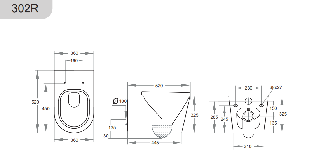 Avis Rimless Wall Hung Pan