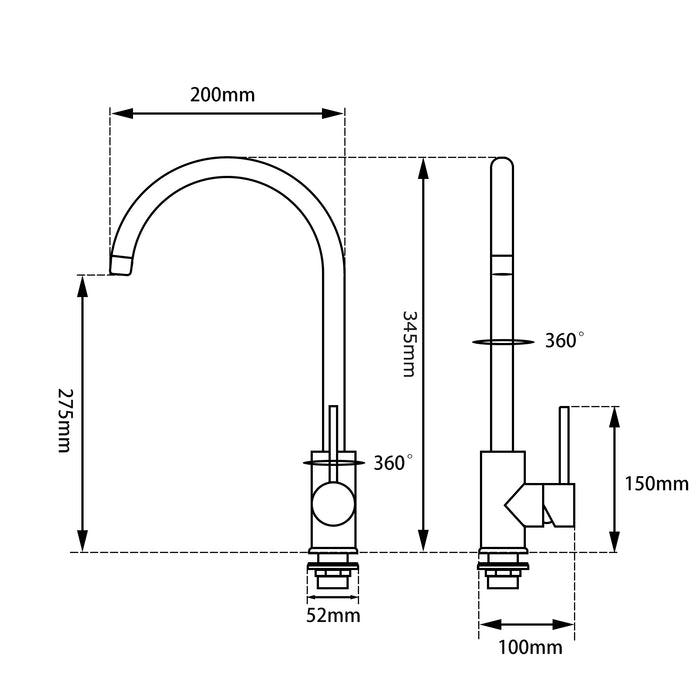 Pentro Matte Black Kitchen Mixer