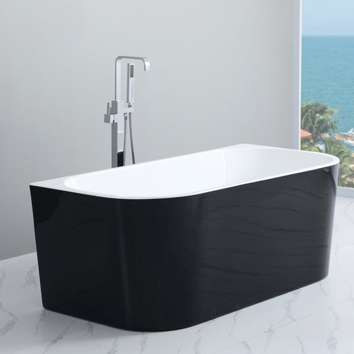 Elivia 1500 Matte Black & Matte White Back to Wall Bath