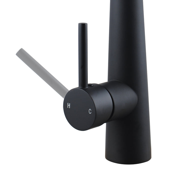 Pentro Matte Black Round Pull Out Kitchen Mixer