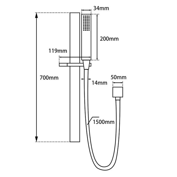 Esperia Square Matte Black Handheld Shower