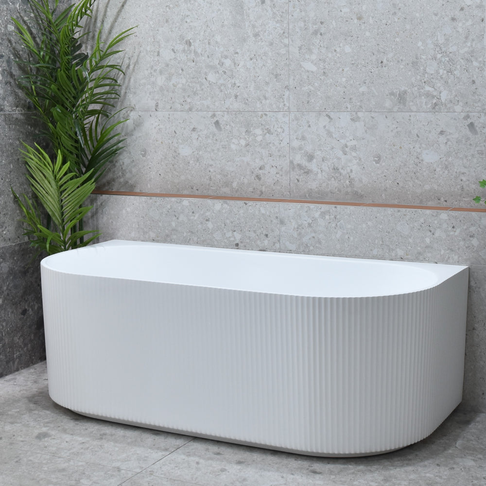 Brighton Groove 1500 Fluted Matte White Back to Wall Bath