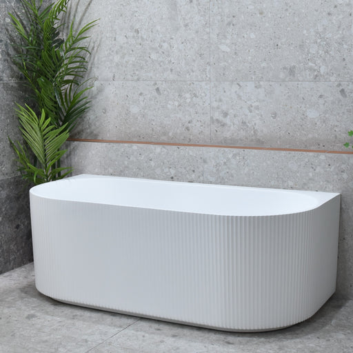 Brighton Groove 1500 Fluted Gloss White Back to Wall Bath