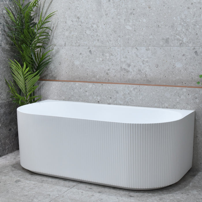 Brighton Groove 1700 Fluted Matte White Acrylic Back to Wall Bath