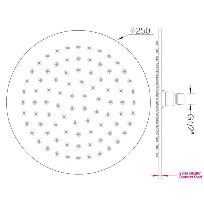 Pentro 10″ Matte Black Round Ultra-thin Shower Head