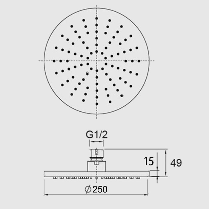 Pentro 10″ Brushed Nickel Solid Brass Round Rainfall Shower Head