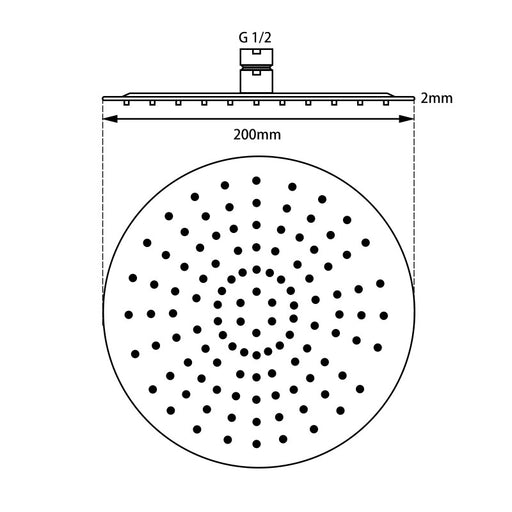 Pentro 8″ Matte Black Round Ultra-thin Shower Head