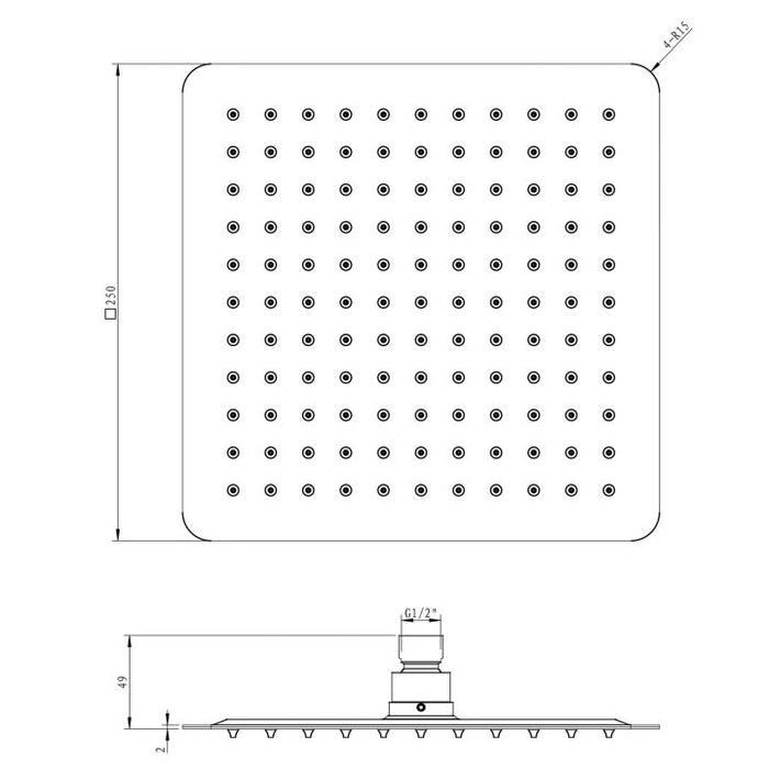 Esperia 10″ Matte Black Square Shower Station