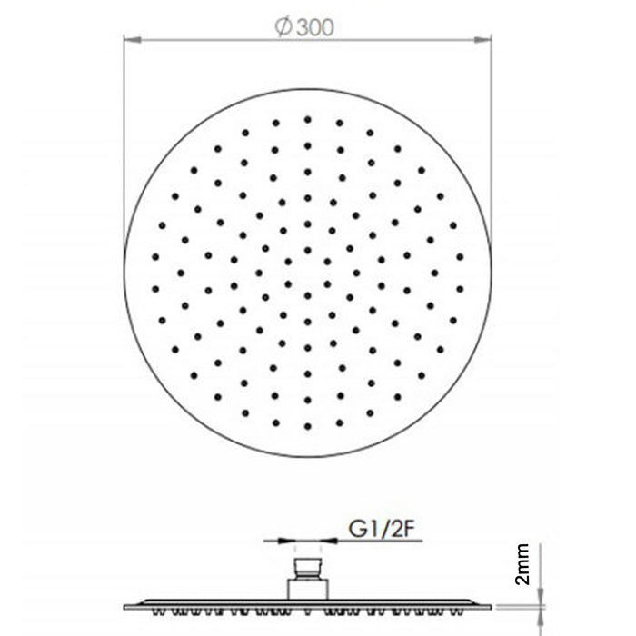 Pentro 12″ Chrome Round Ultra-thin Shower Head