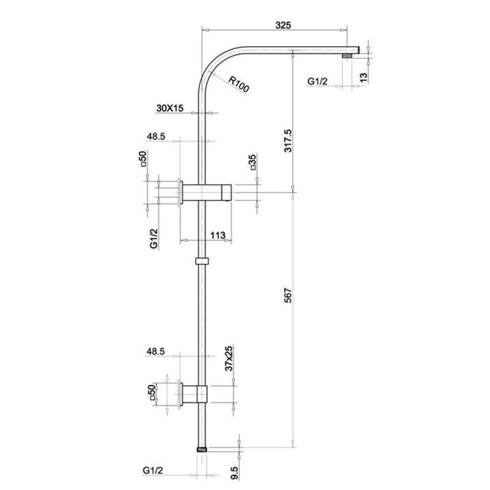 Esperia 10″ Matte Black Square Shower Station