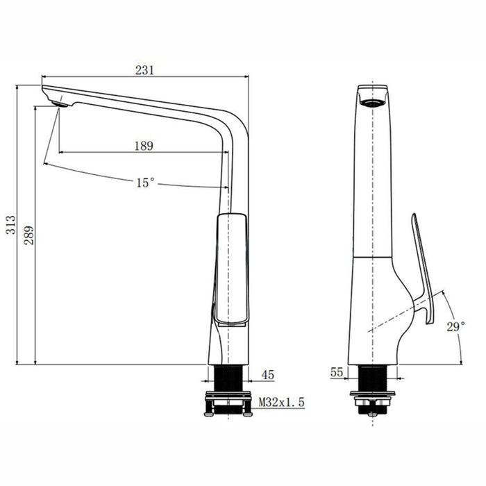Esperia Matte Black & Chrome Kitchen Mixer