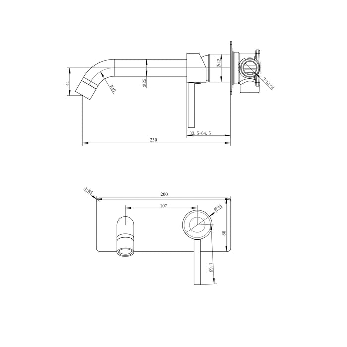 Pentro Brushed Nickel Wall Mixer With Round Spout