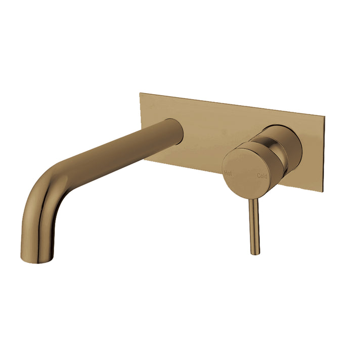 Pentro Brushed Yellow Gold Wall Mixer With Round Spout