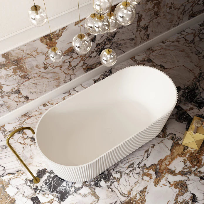 V-Groove Round Bath Matte White