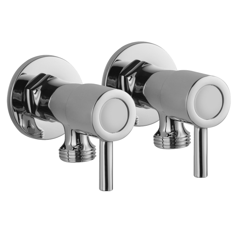 Round Chrome Brass 1/4 Turn Washing Machine Stop Tap Wall Mounted (one pair)