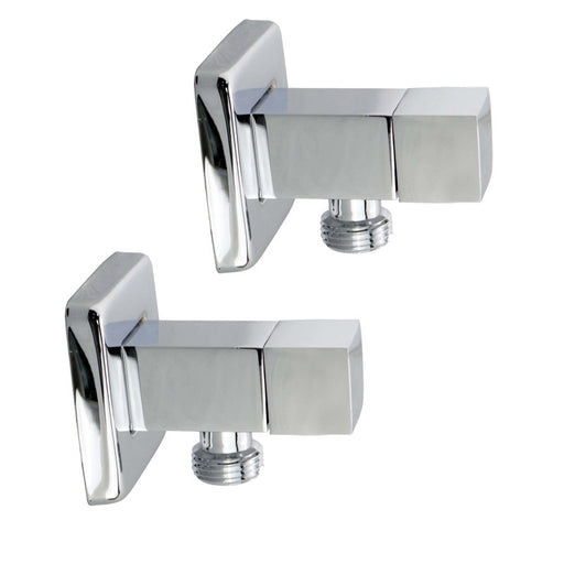 Laundry Square Chrome 1/4 Turn Washing Machine Stop Tap Pair