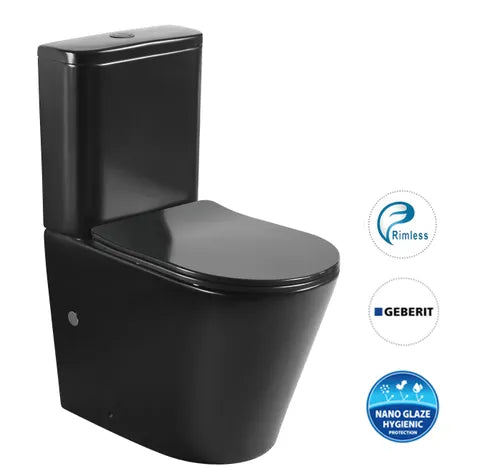 OASIS RIMLESS MATTE BLACK TOILET SUITE