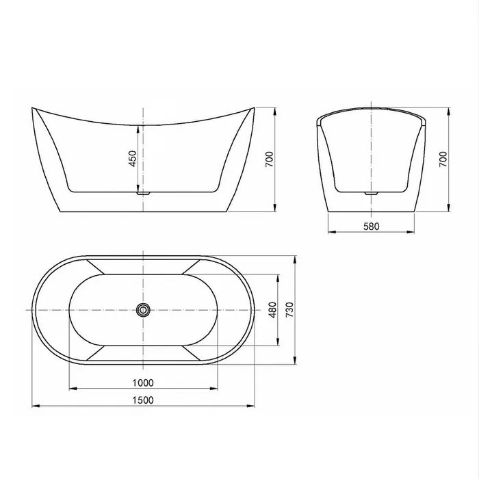 Viva Highback Bathtub 1500 NF