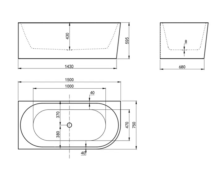 Corner Bathtub Left 1500 NF