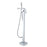 Square Chrome Freestanding Bath Mixer With Handheld Shower