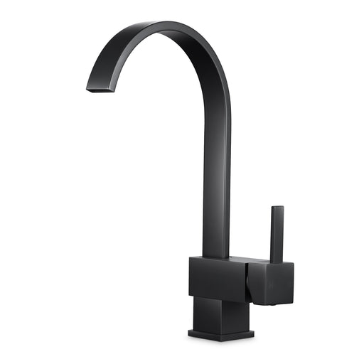 Gooseneck Black Round Kitchen Sink Mixer Tap