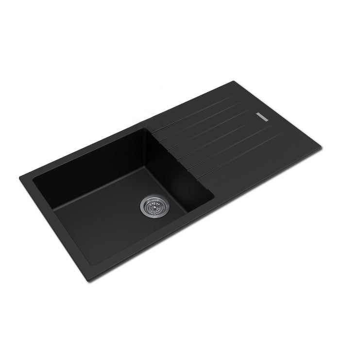 1000*500*200mm Black granite stone kitchen sink with drainboard Top/Undermount