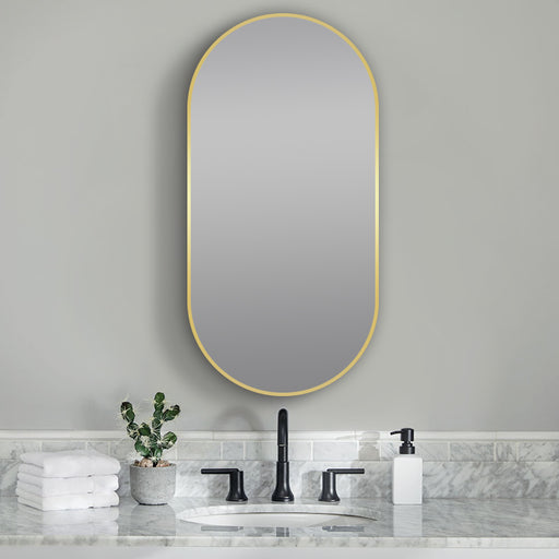 500*1000 Matte Brushed Gold Oval Framed Mirror