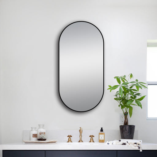500*1000 Matte Brushed Black Oval Framed Mirror